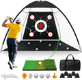 Golf Net 10x7FT All-in-One with Tri-Turf Practice Mat, Ball, Target & Carry Bag, Backyard & Indoor Outdoor Golf