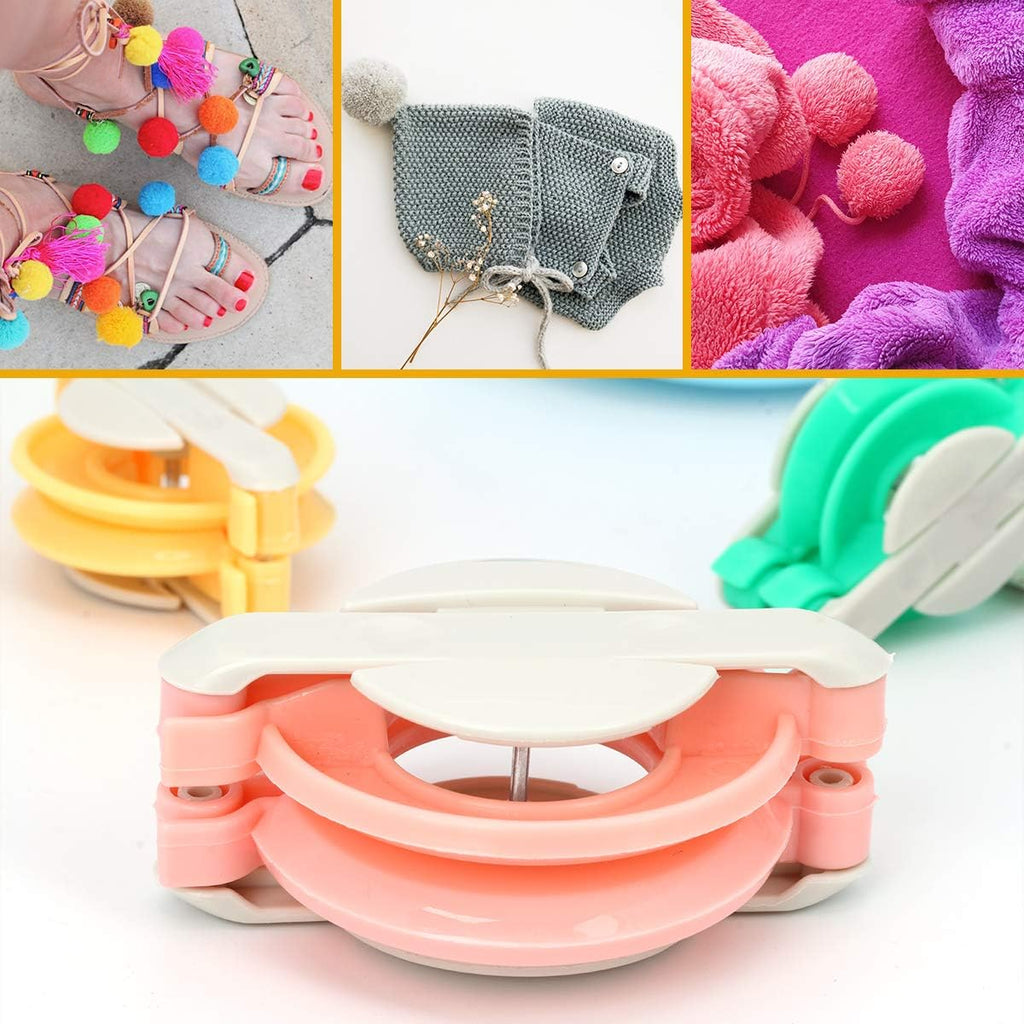 Pompom Makers 4 Size Pom Poms Maker Tool Set DIY Fluff Ball Weaver for DIY Wool Yarn Knitting Craft Project with