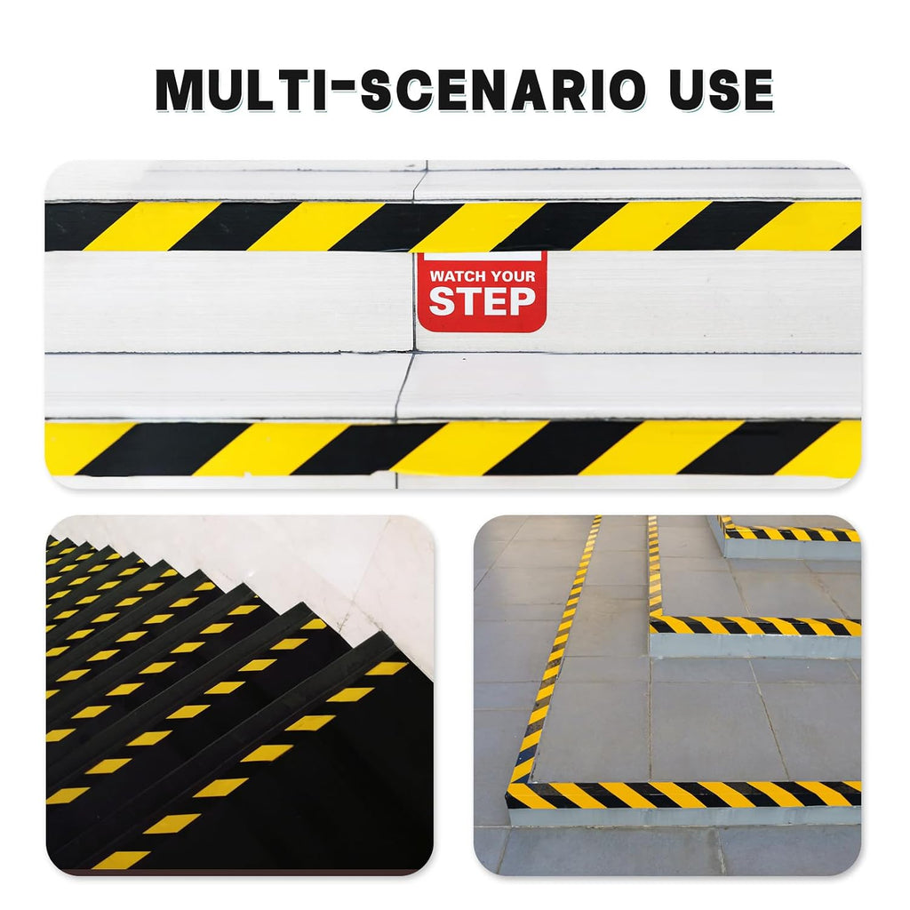 Black Yellow Floor Marking Tape, 2 in x 110 ft | High-visibility adhesive tape for marking floors, steps, warehouses