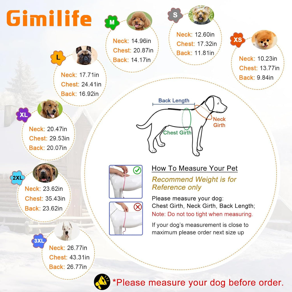 Warm Dog Winter Coat, Gimilife Dog Sweater Cold Weather Coats Waterproof Dogs Apparel Clothes Pet Jacket Padded Vest