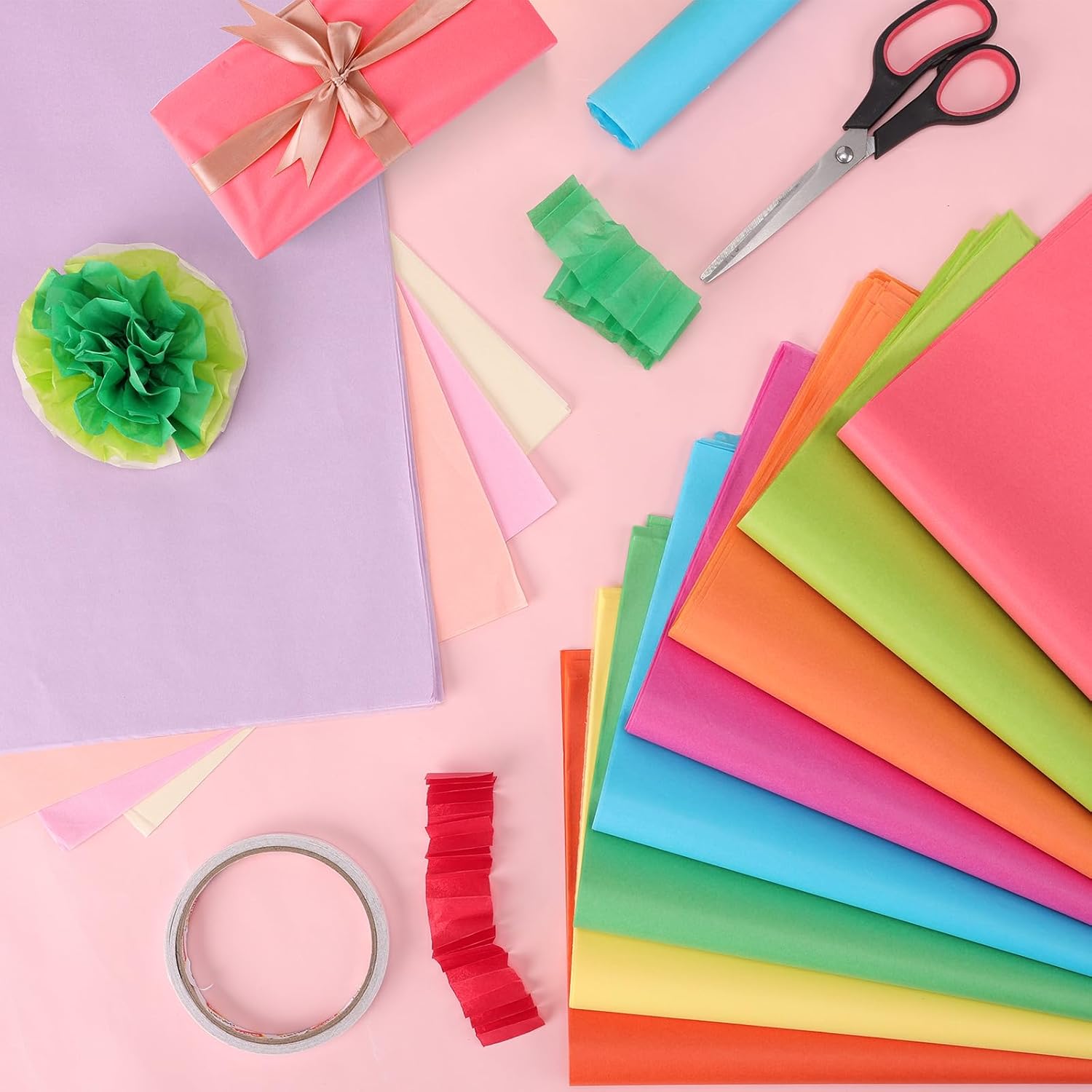 400 Sheets Tissue Paper, 20 Colors 10" X 14" Tissue Papers for Gift Bags Birthday Party Flower Decoration, Colored