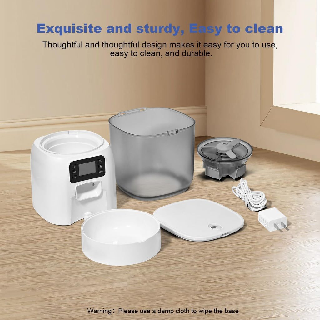 Automatic Cat Feeder, 3L Cat Food Dispenser with 10s Voice Recorder, Pet Feeder up to 8 Meals per Day, Timed Dog Feeder