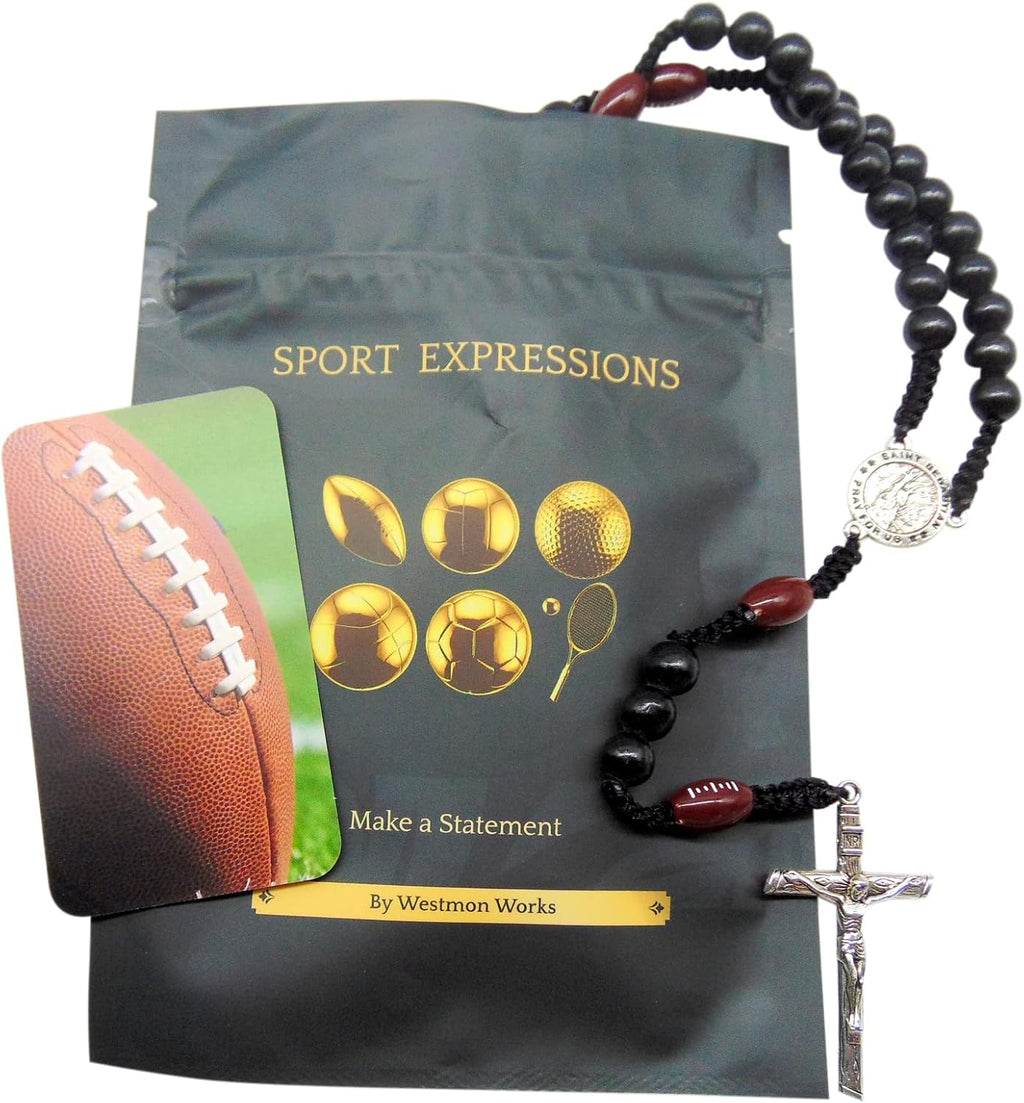 Football Rosary Set Saint Sebastian Patron Athletes with Prayer Card