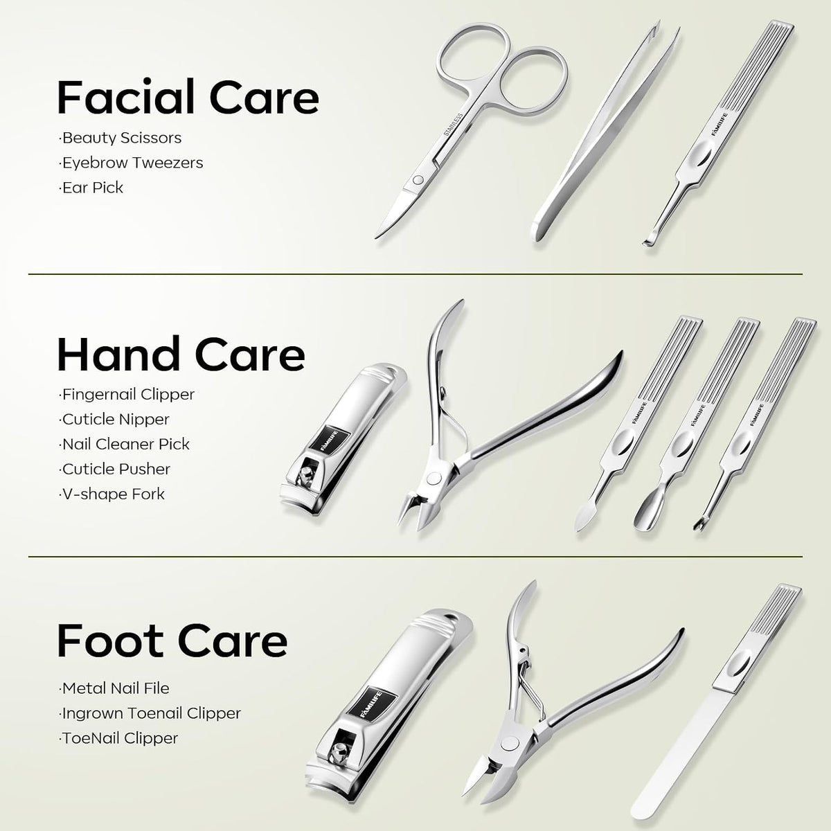 Stainless Steel Manicure Set 11-in-1 Professional Nail Clipper Kit