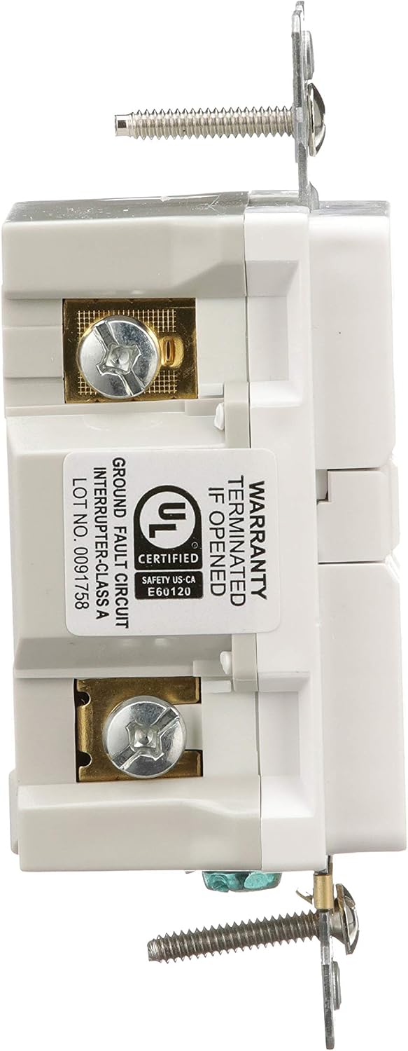 GFCI Self-Test 15A -125V Tamper Resistant Duplex Receptacle with Standard Size Wallplate, White