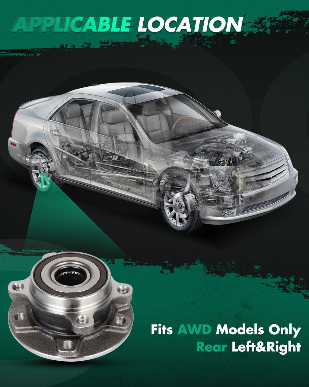 SCITOO 1x 513389 Wheel Bearing Hub Assembly 5-Lug 4WD,AWD