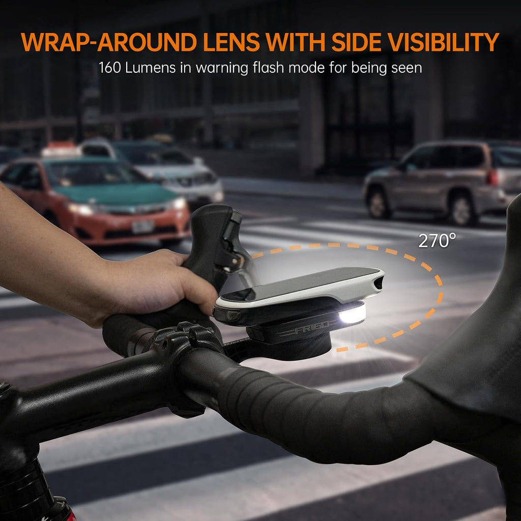 FR300/ FR160 Compatible with Garmin Bike Computer | Daytime Be Seen Bicycle Light, 6 Modes Cycling Computer