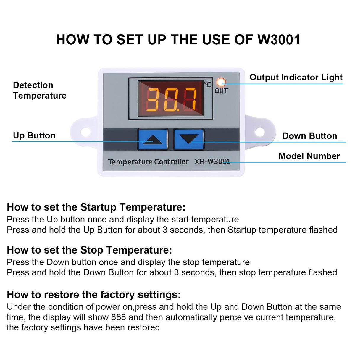 Xh-w3001 Digital LED Temperature Controller Module Digital, 4 Pieces