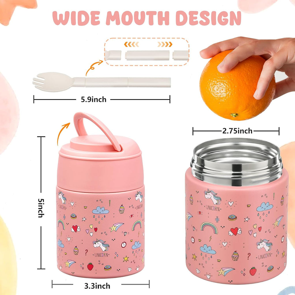 10oz Soup Thermo for Hot Food Kids Insulated Food Jar Container with Spoon Width Mouth Stainless Steel Leak Proof