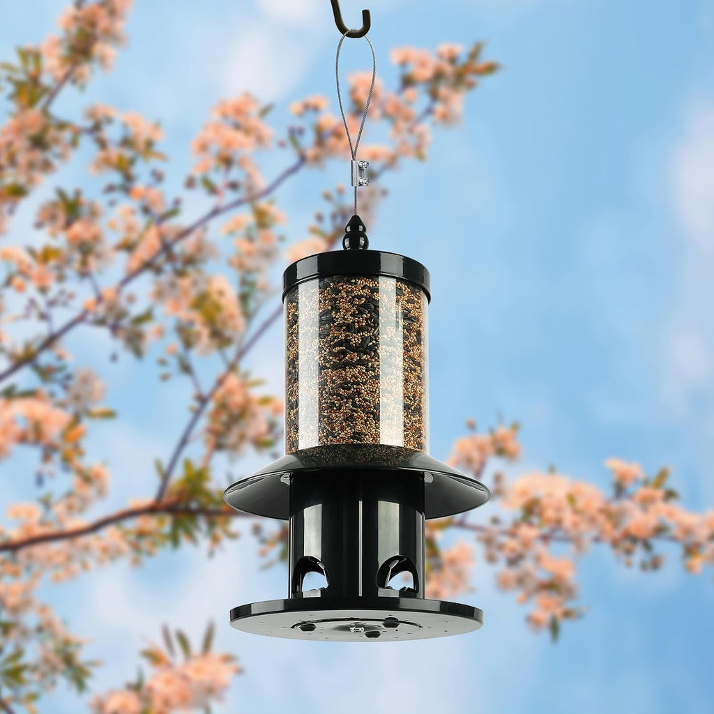 Squirrel-Proof Bird Feeder 360° Feeding Perch Tray for Outdoor Hanging