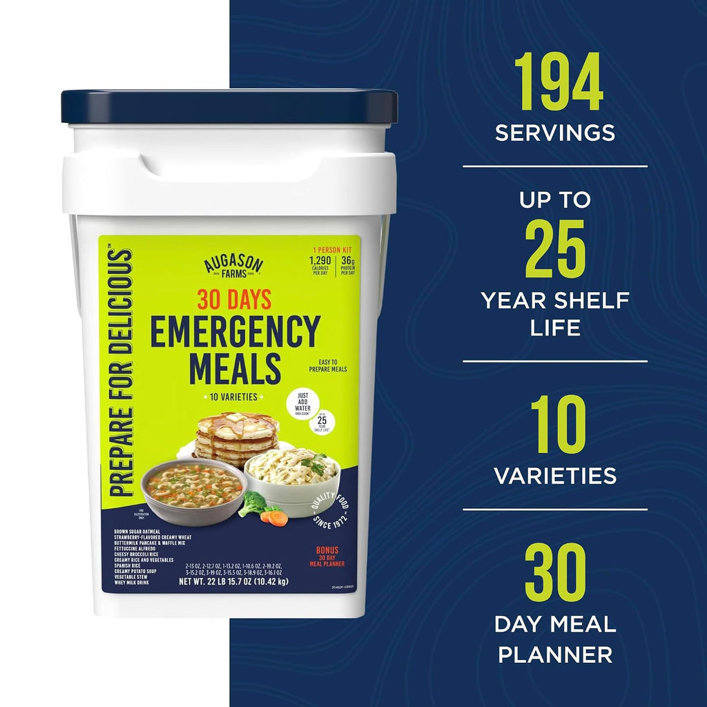 30 Day Emergency Food Supply Kit | 1 Person Survival Meal kit, Dehydrated Meals with Long Shelf Life, Just Add Water
