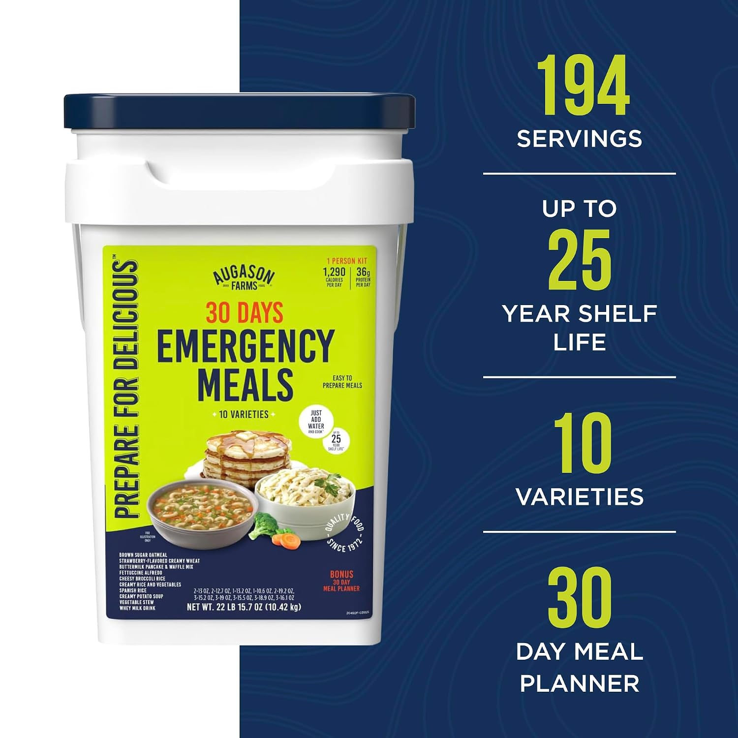 30 Day Emergency Food Supply Kit | 1 Person Survival Meal kit, Dehydrated Meals with Long Shelf Life, Just Add Water