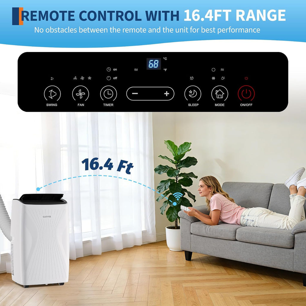 14,000 BTU Portable Air Conditioner, 4-IN-1 Portable AC Unit for Large Rooms Up to 750 Sq. Ft. with Cooling