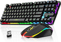 Wireless Gaming Keyboard and Mouse Combo, LED Backlit Rechargeable Battery, Ultra Compact Mechanical Feel Keyboard