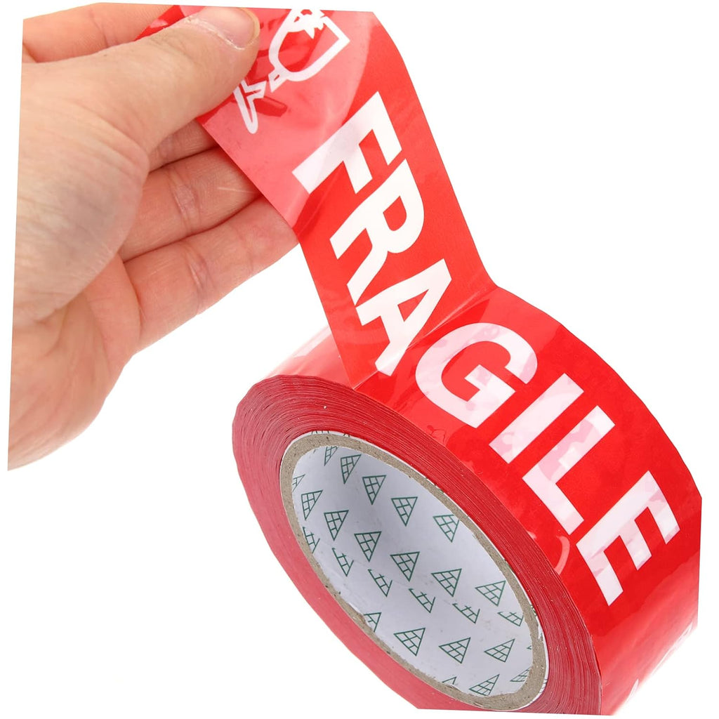 Fragile Warning Tape 1 Roll Bright Red Plastic Packing Tape for Moving