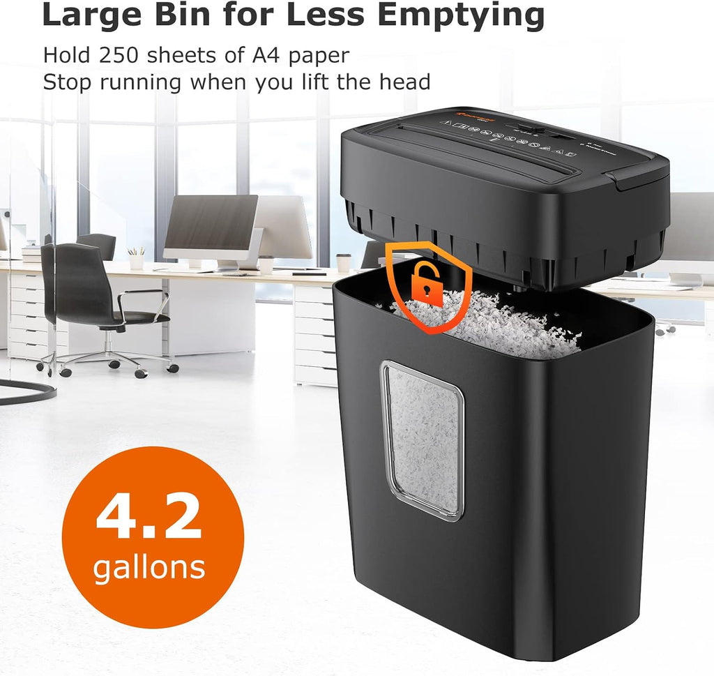 6-Sheet Micro Cut Paper Shredder for Home, P-4 Security Level | Shreds Credit Cards, Mail, Staples & Paper Clips