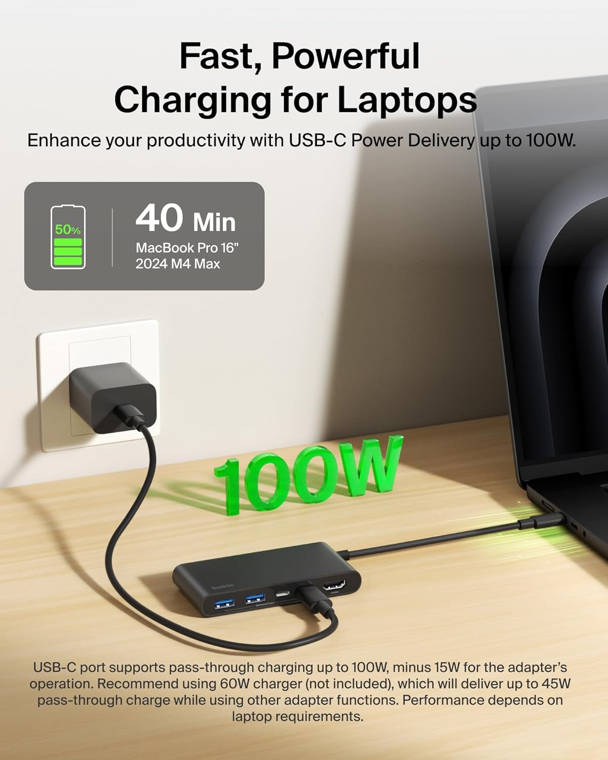 USB C Hub, 5-Port Hub with 4K HDMI Display @ 60Hz, 100W Power Delivery, Fast Data Transfer 5Gbps, USB C Multiport