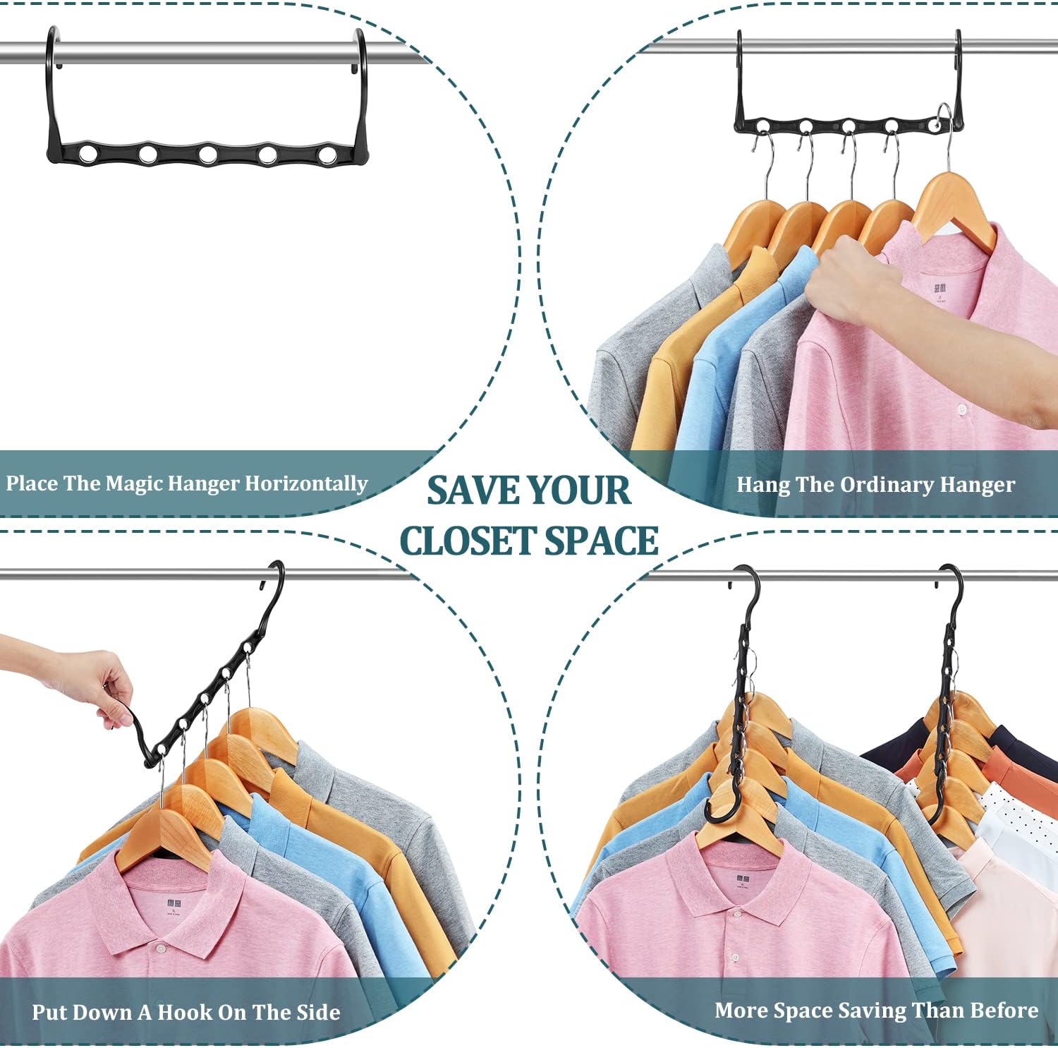 6 Pack-Closet-Organizers-and-Storage, Magic-Hangers-Space-Saving-for-Clothes