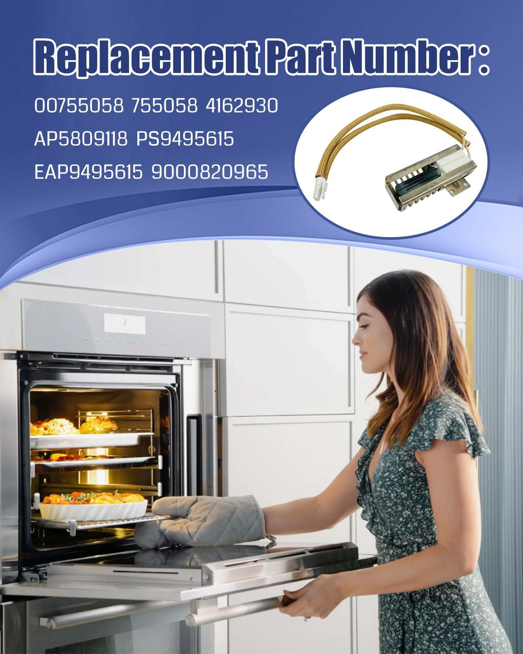 Gas Range Oven Igniter Fit for Bosch Thermador HGI8054UC