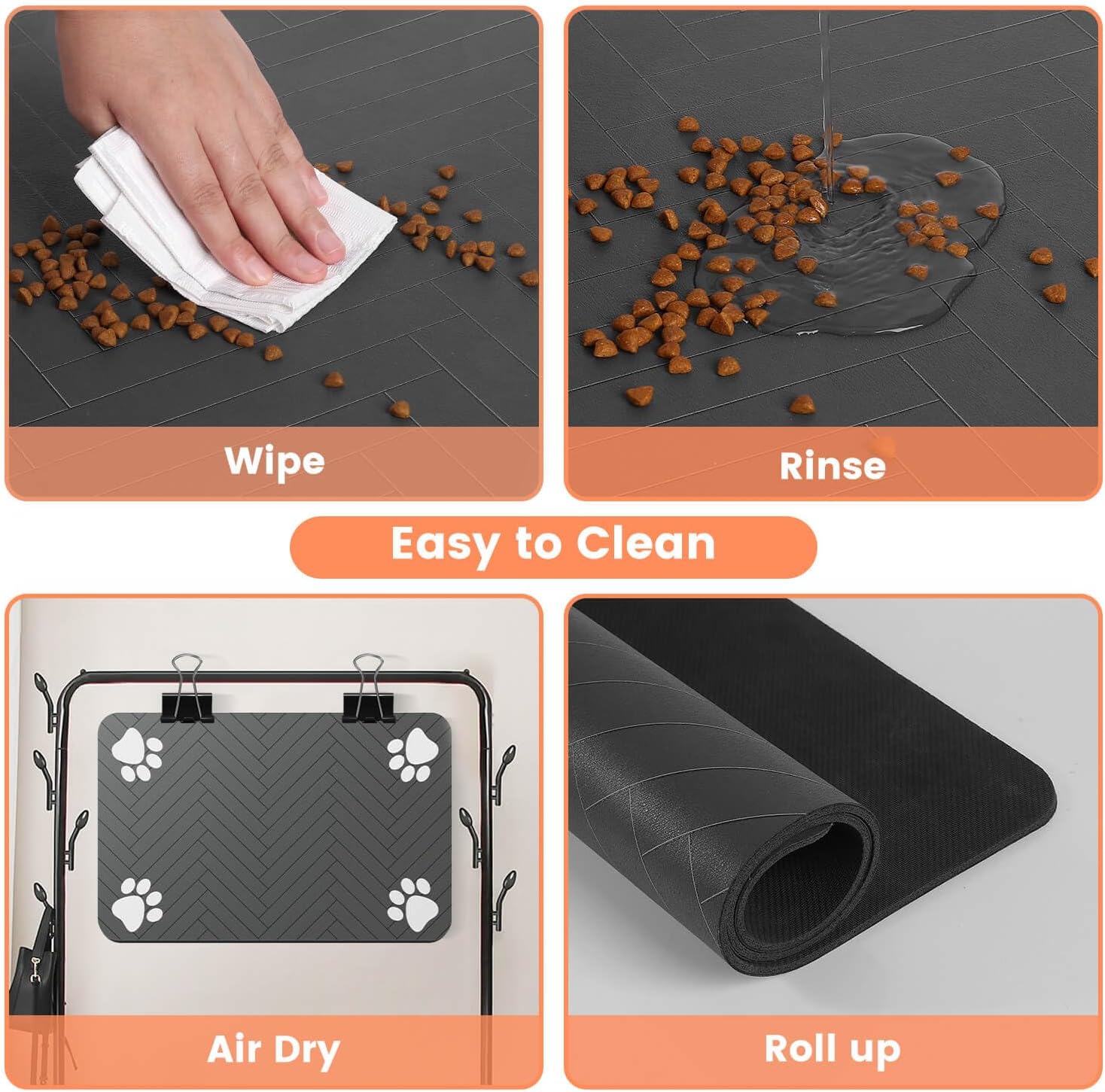 Pet Feeding Mat-Absorbent Pet Placemat for Food and Water Bowl, with Waterproof Rubber Backing, Quick Dry Water