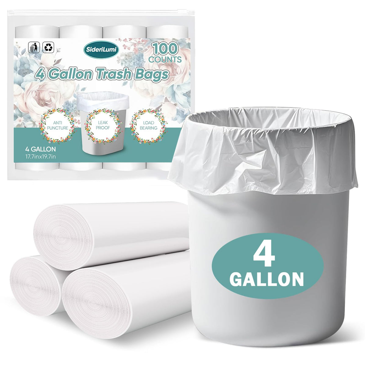 Small Trash Bags 4 Gallon 200 Count
