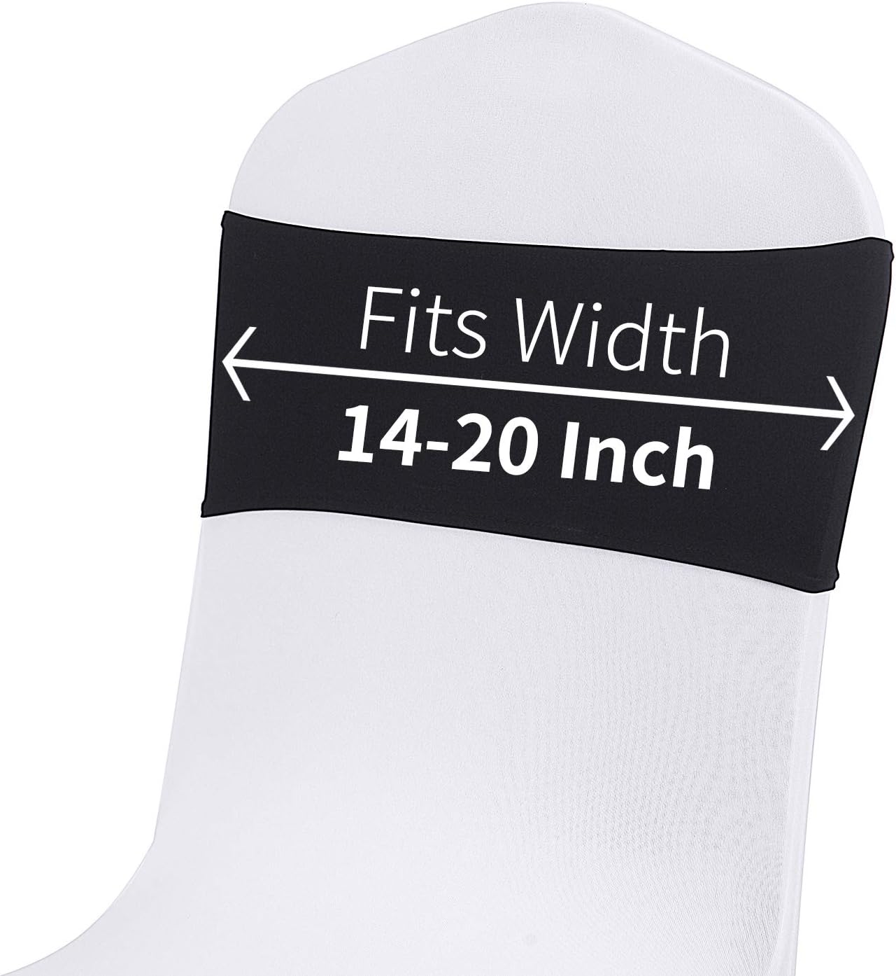 25pcs Black Spandex Chair Sashes with Buckle Slider for Wedding, Party Decoration