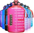 1 Gallon Motivational Sports Water Bottle with Time Marker, BPA Free 128oz Leak Proof Jug, Black, Plastic, 128