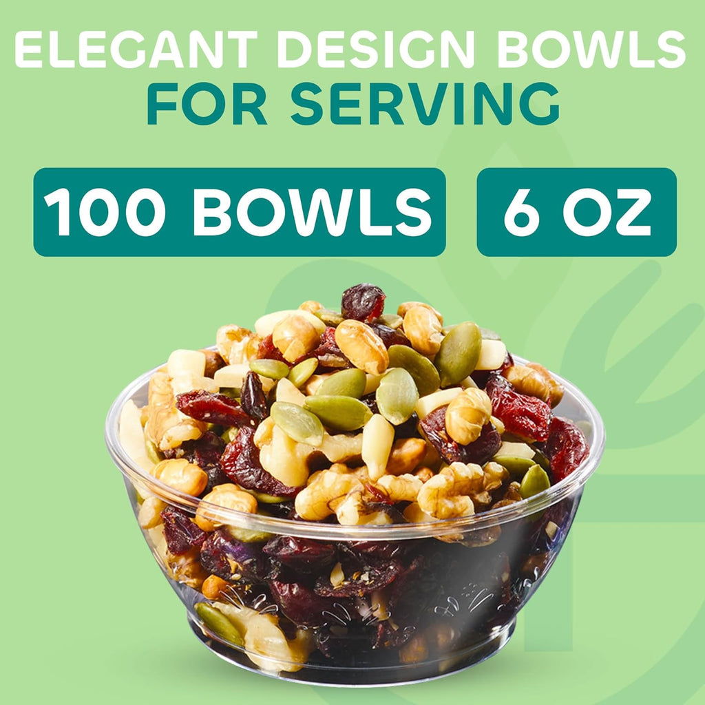 6 Oz Clear Mini Plastic Dessert Bowls (100-Pack) Disposable Serving Bowls