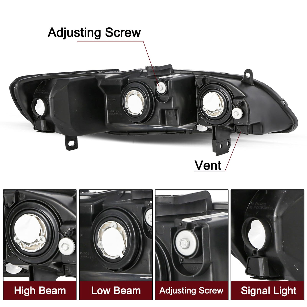 Halogen Headlight Assembly for 1998-2002 Honda Accord
