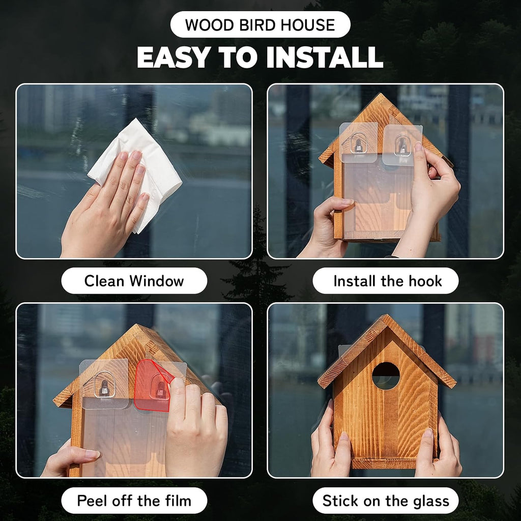 Window Bluebird House for Outside, Birdhouses with Weather Treated