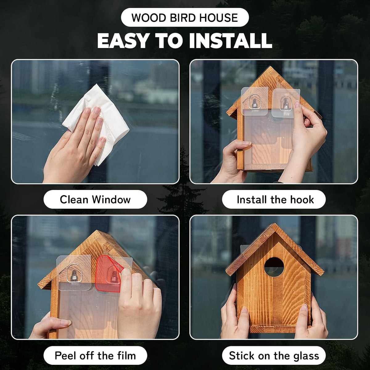 Window Bluebird House for Outside, Birdhouses with Weather Treated