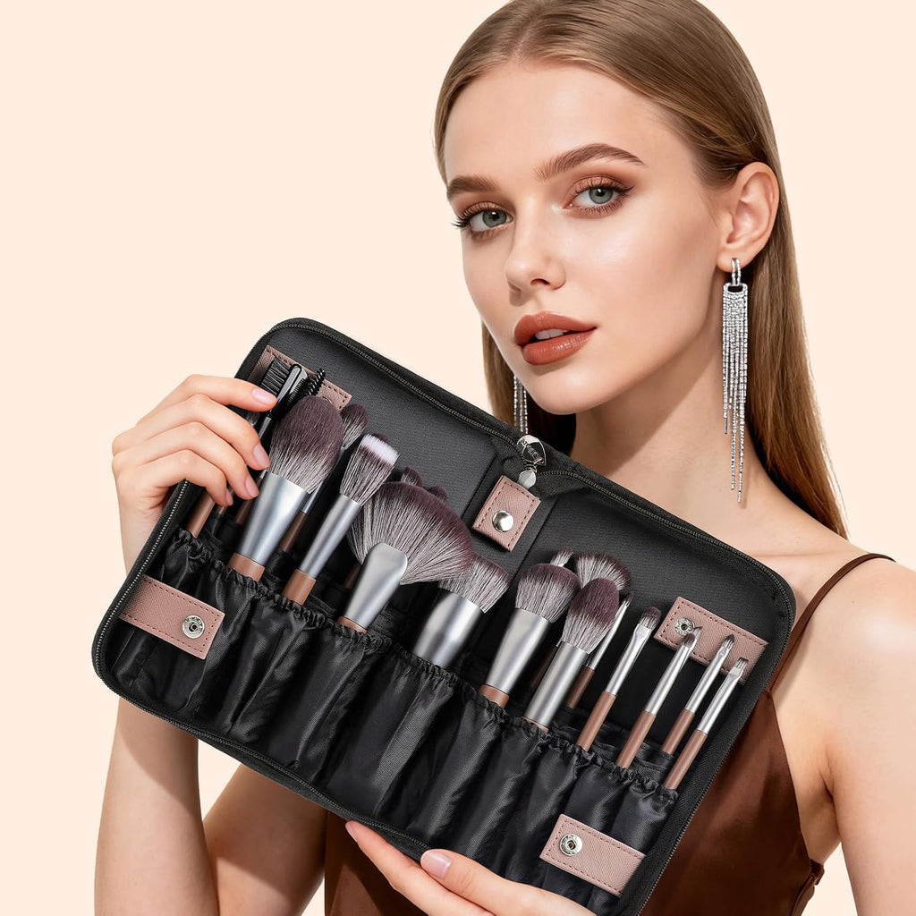 22Pcs Makeup Brush Set PRO Makeup Brushes Professional with Foldable Bag Premium Synthetic Kabuki Foundation Blending