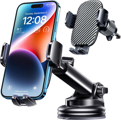 Phone Mount for Car Phone Holder [Military-Grade Suction & Stable Clip] Car Phone Holder Mount Windshield Dashboard