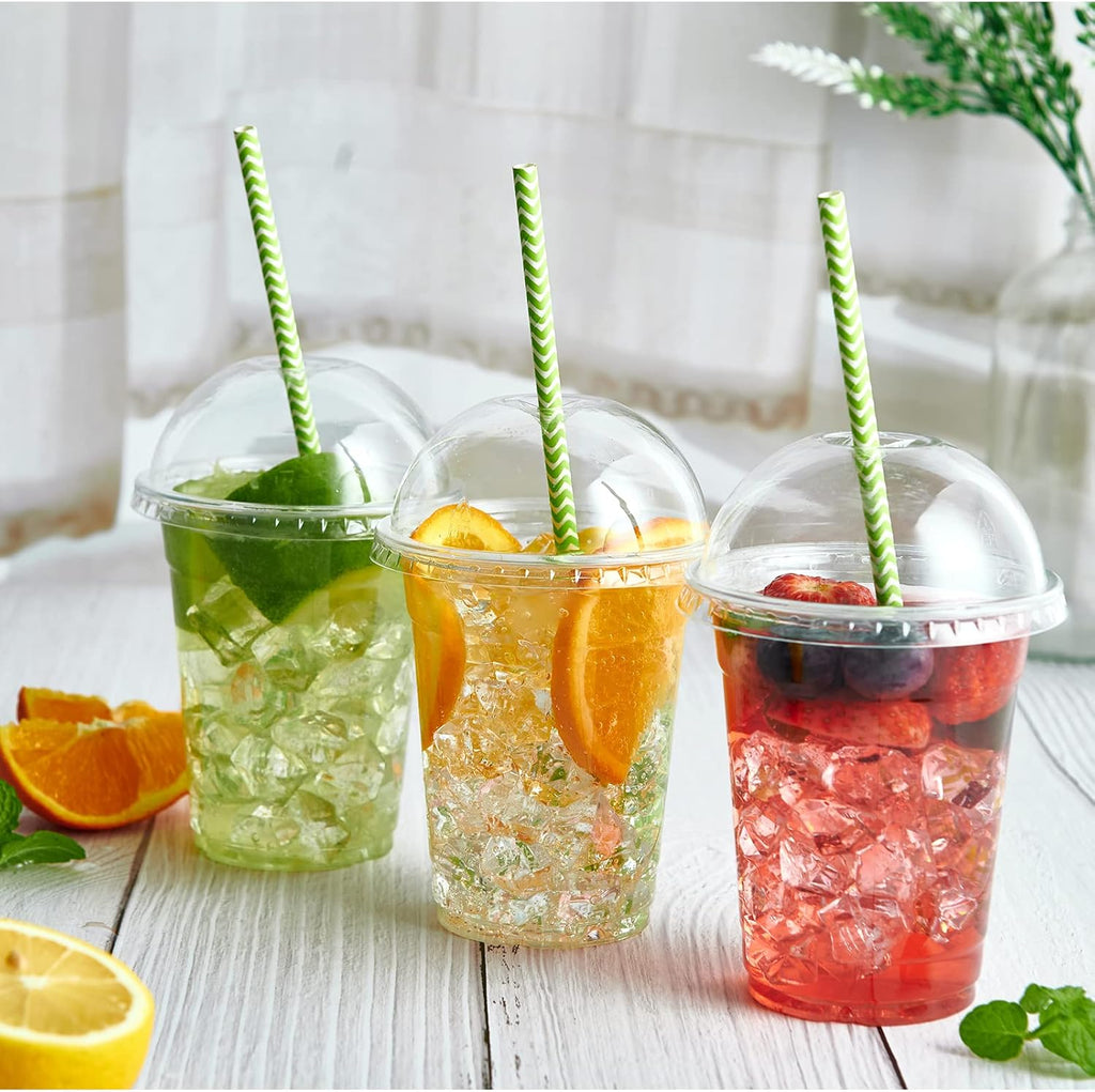90 Sets 16 oz Clear Plastic Cups With Dome Lids