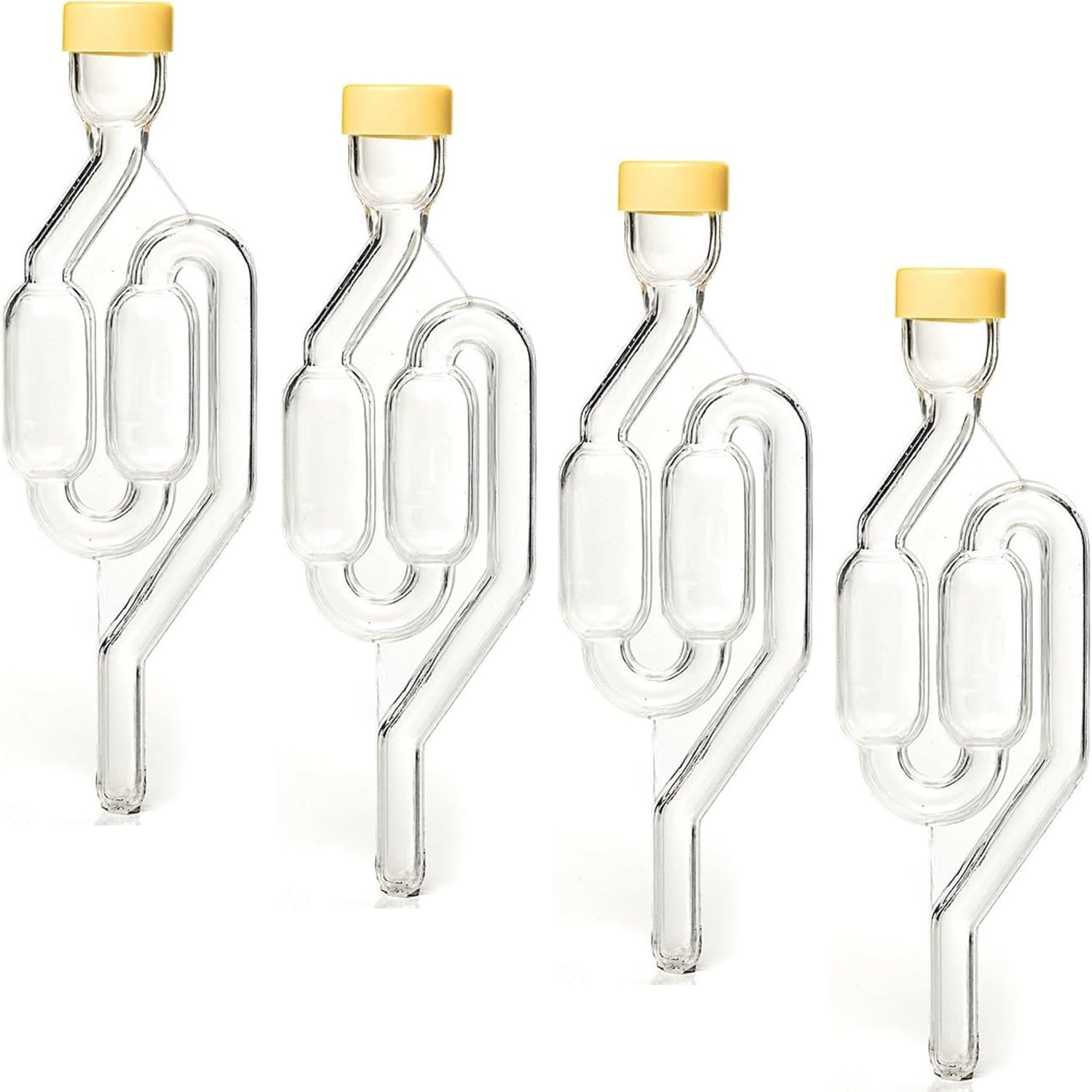 S-Shaped Airlocks & Stoppers for Fermenting, 4-Pack Set for Home Brewing, Pickling and Canning, Easy-to-Use Airlock Kit
