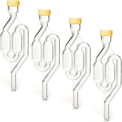 S-Shaped Airlocks & Stoppers for Fermenting, 4-Pack Set for Home Brewing, Pickling and Canning, Easy-to-Use Airlock Kit