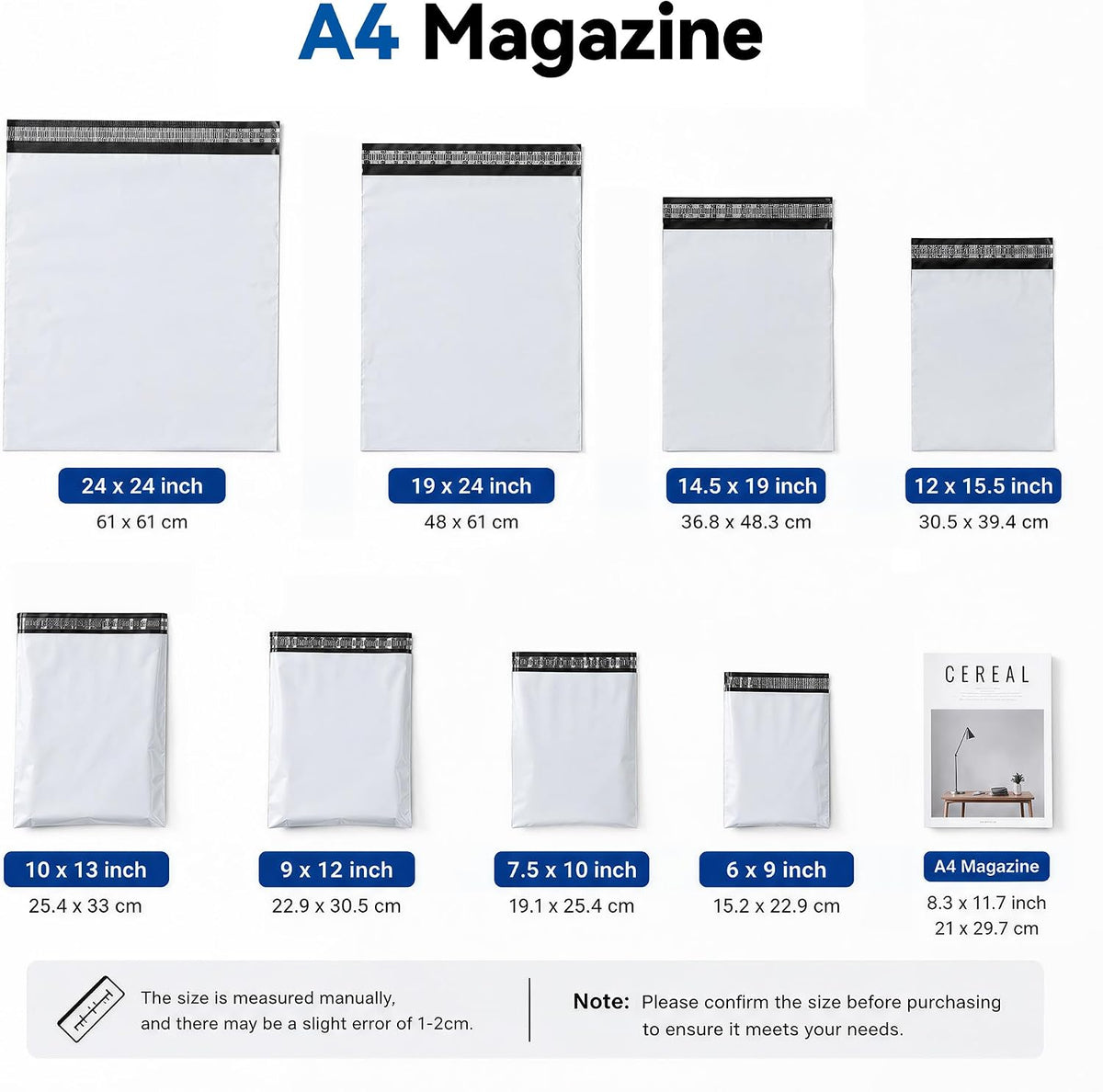 White Poly Mailers 10x13, 100 Pack Self‑Adhesive Shipping Bags