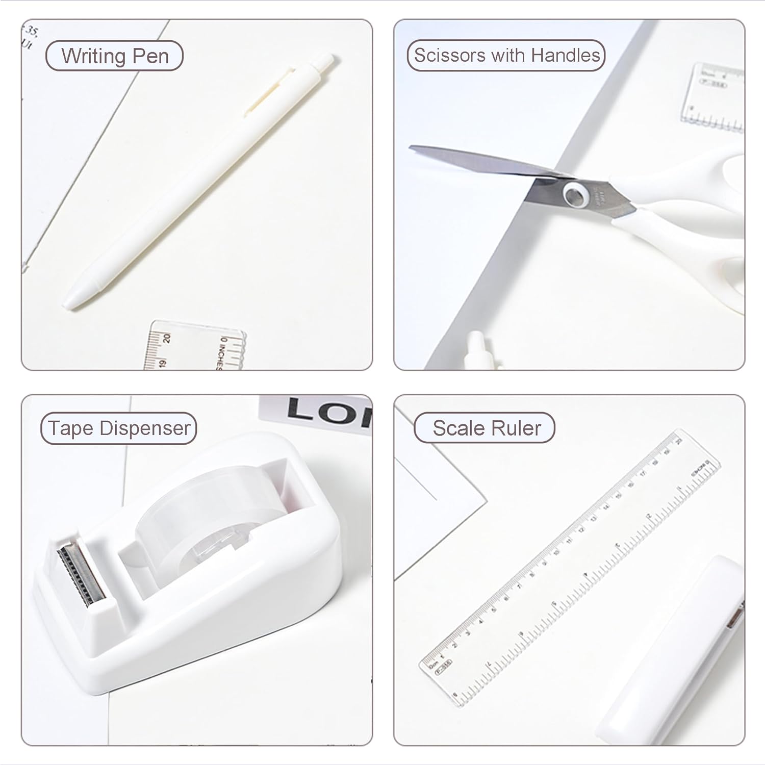 Desk Accessories with Pen Holder, Office Supplies Desk Organizers and Accessories, Tape Dispenser, Stapler, Staple