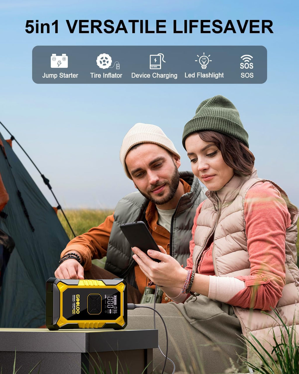 A3 Jump Starter with Air Compressor, 3000A Portable Car Battery Jumper Starter (9.0L Gas/6.5L Diesel) with 150PSI