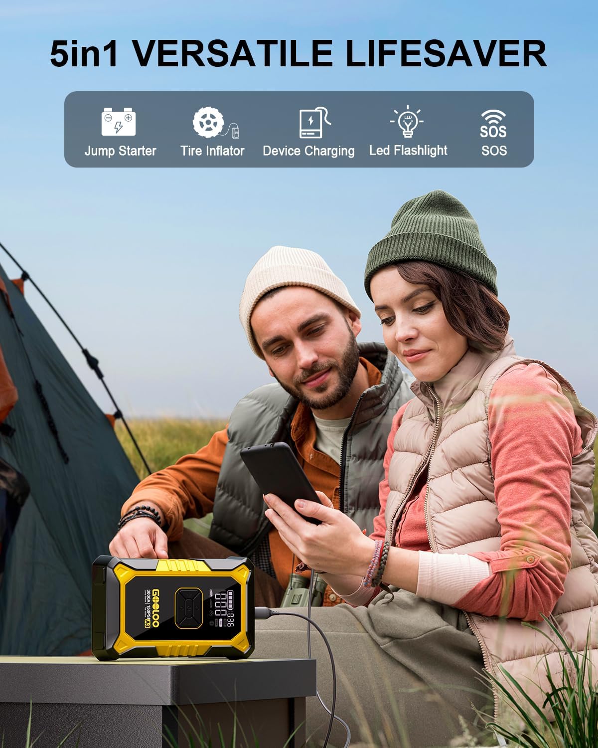 A3 Jump Starter with Air Compressor, 3000A Portable Car Battery Jumper Starter (9.0L Gas/6.5L Diesel) with 150PSI
