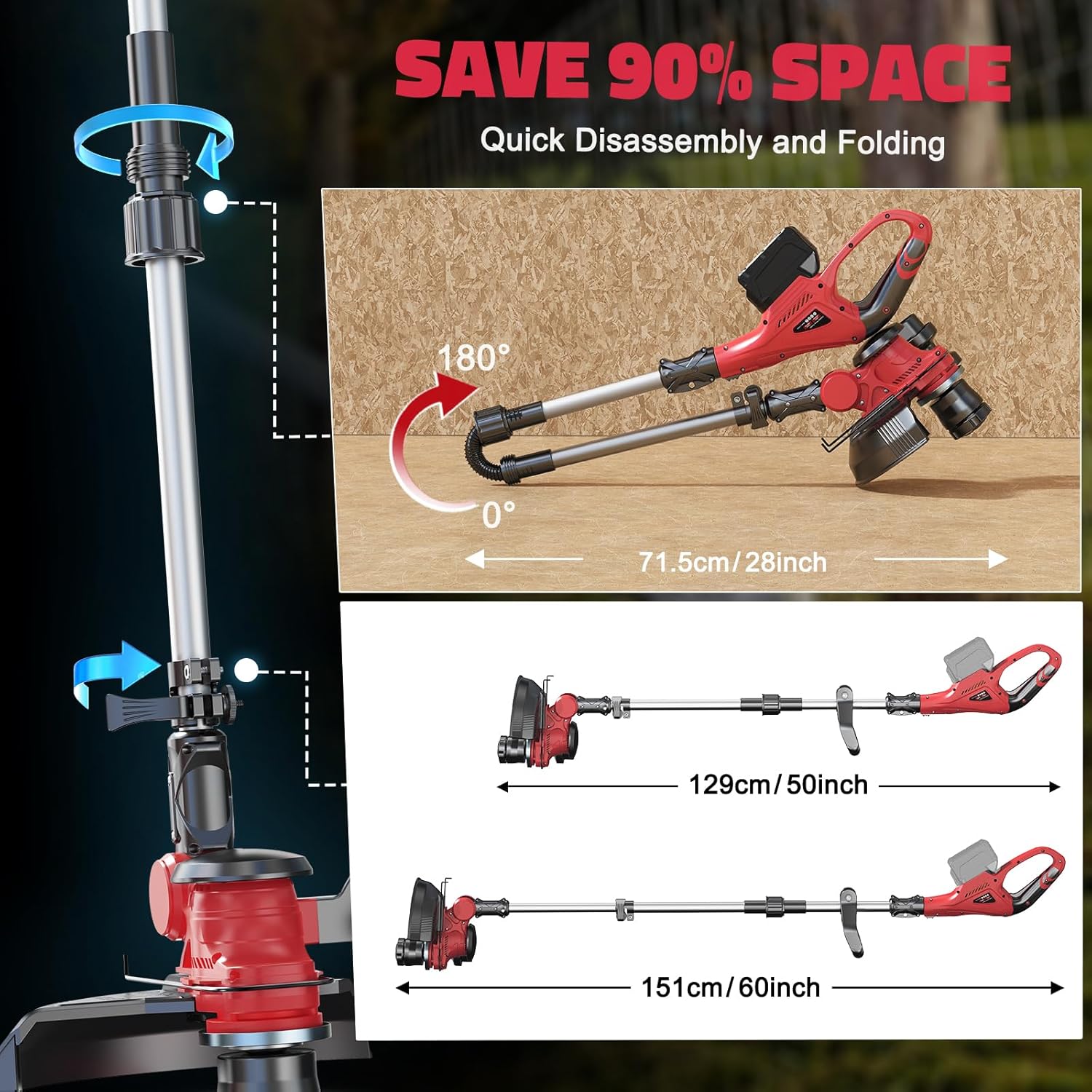 Cordless String Trimmer Compatible with Milwaukee 18V (Tool Only), MtiolHig 3 in 1 Weed Eater with Brushless Motor &