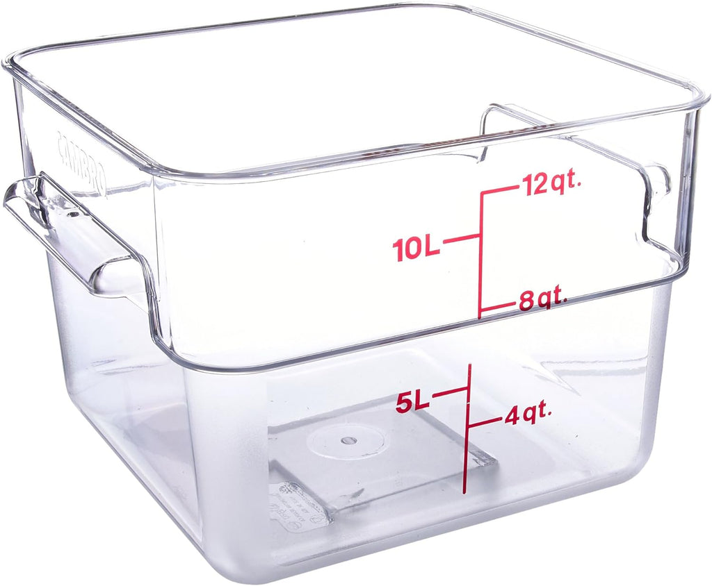 Food Storage Container - Classic Series Square - 12 QT (Quart) - Commercial Grade for Food Prep (Clear)