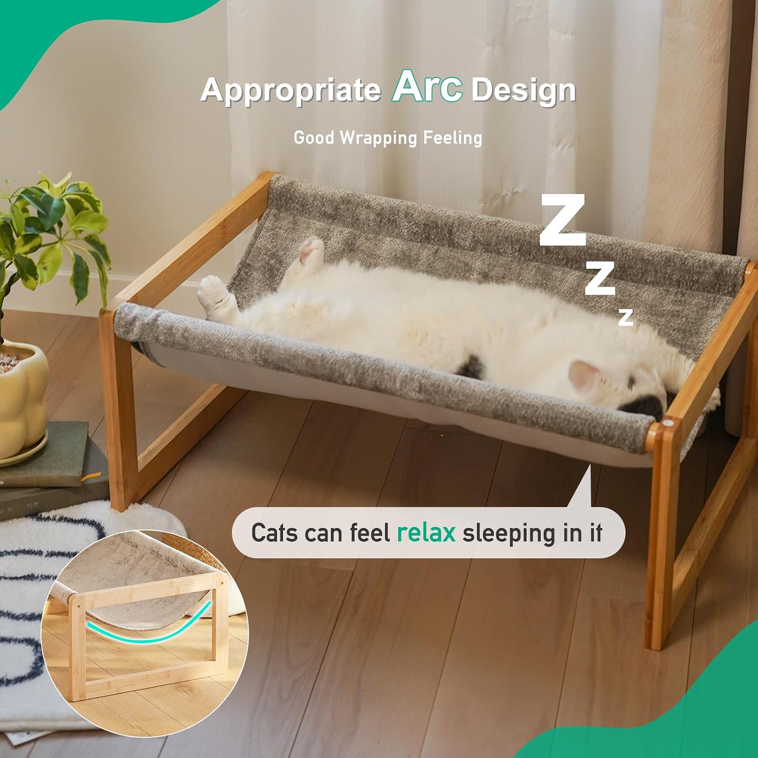 Elevated Cat Bed, Large Hammock for Outdoor, 25 X 16.5 Inch Pet Furniture for Kitty, Puppy, Rabbit, Bunny and Small