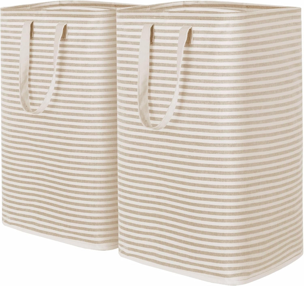 2 Pack Laundry Basket 80L Each, Collapsible Clothes Hamper with Reinforced Handles, Freestanding Waterproof Design