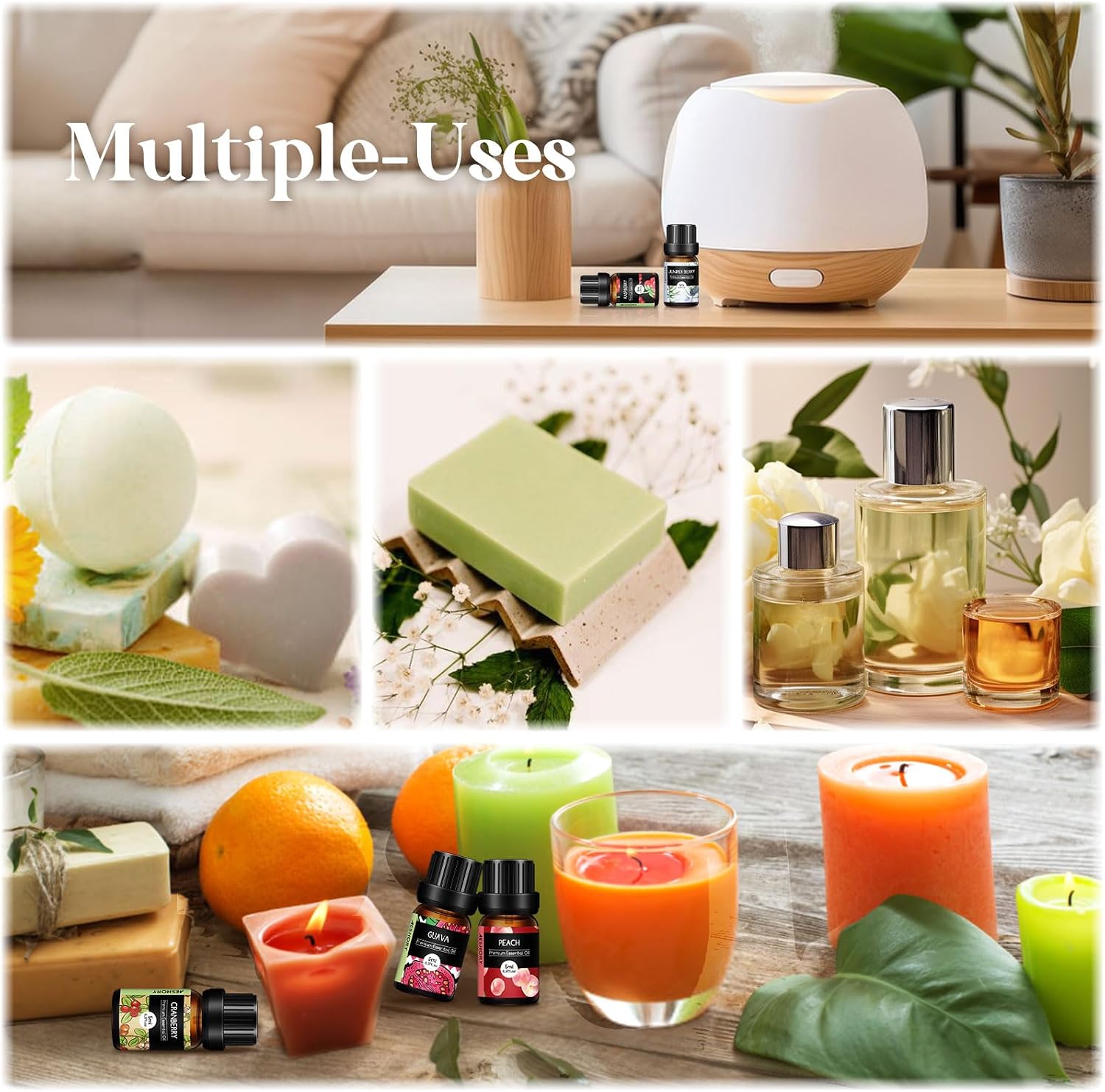 Fruity Essential Oils Set - Top 28 Fruit Fragrance Oil for Candle Making, Diffusers - Strawberry, Apple, Pineapple