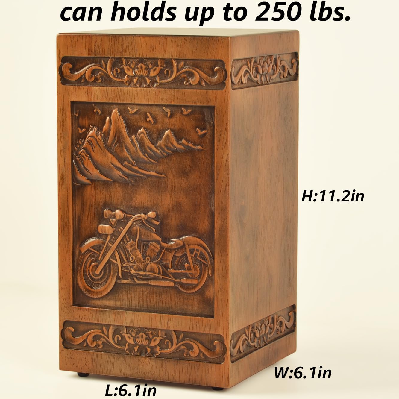Wooden urn Human Ashes Cremation Adult Box Funeral Burial Male Casket Decorative Memorial funerary Men Large 250LBS