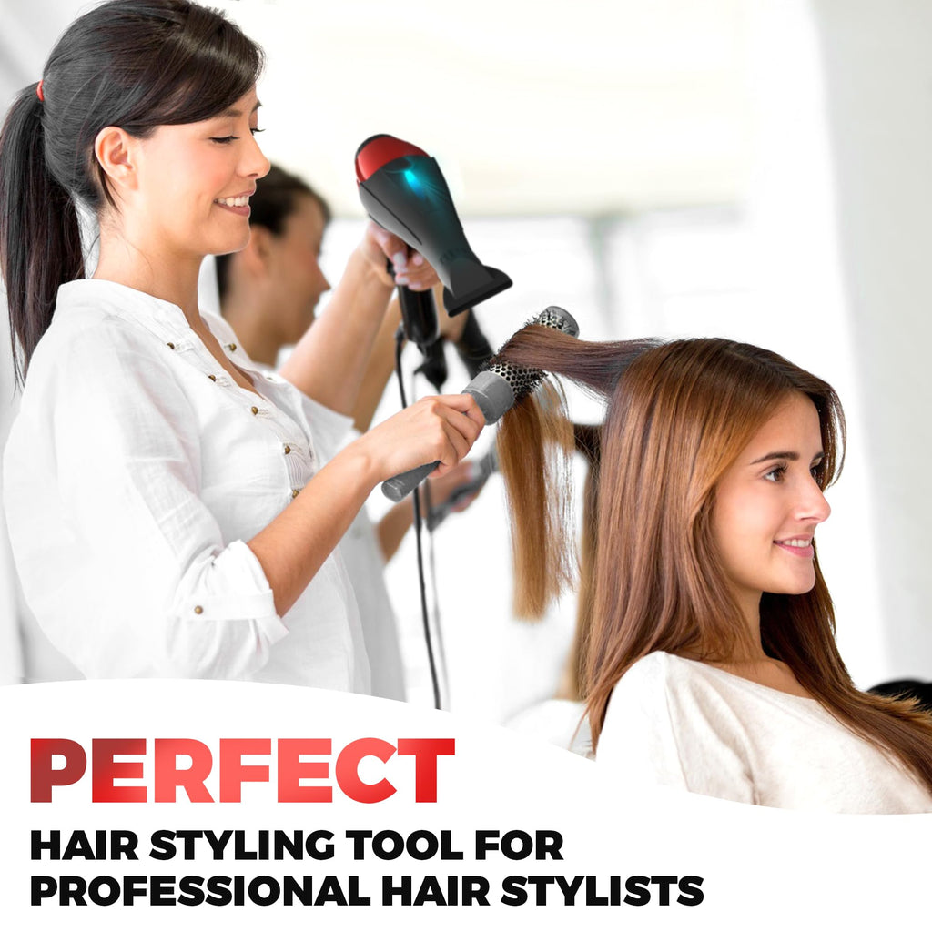 Professional Ionic Curly Hair Dryer with Diffuser, Black/Red