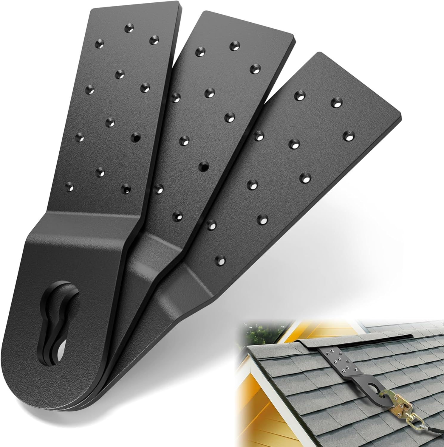 3-Pack Heavy Duty Roof Safety Anchors for Fall Protection, Black