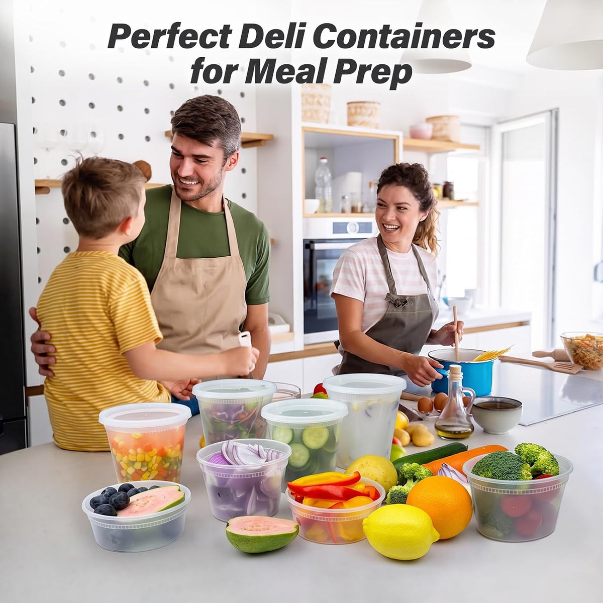 60 Set Deli Containers with Lids, 32/16/8 oz X 20 Set Each