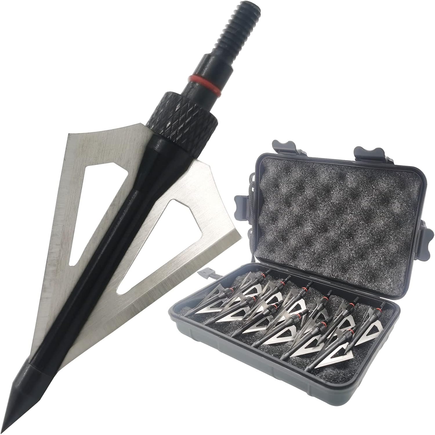 Hunting Broadheads 12PK 100 Grains Screw-in Arrow Archery 3 Blades Hunting Heads Arrow Tips Compatible with Crossbow